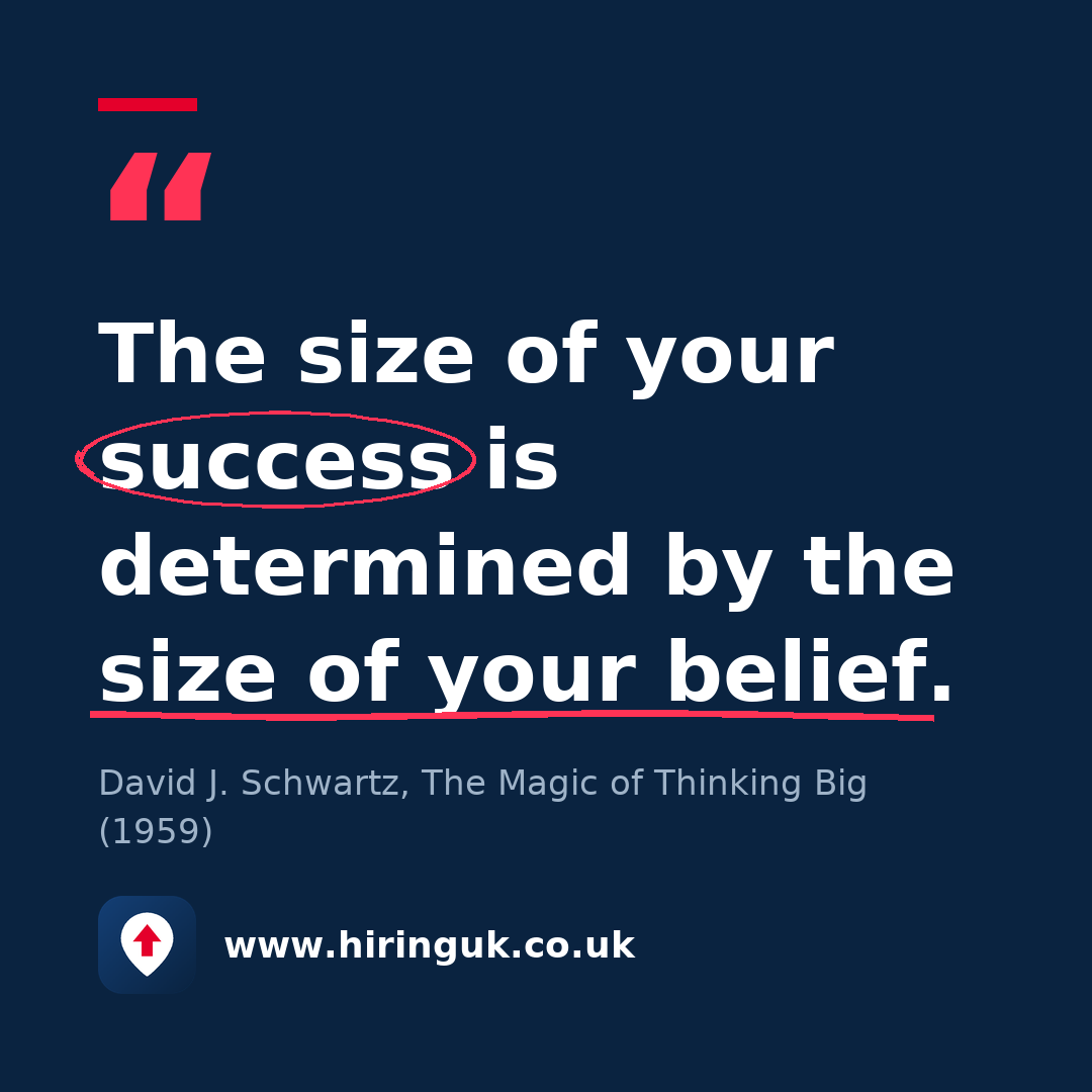 Quote card: The size of your success is determined by the size of your belief.