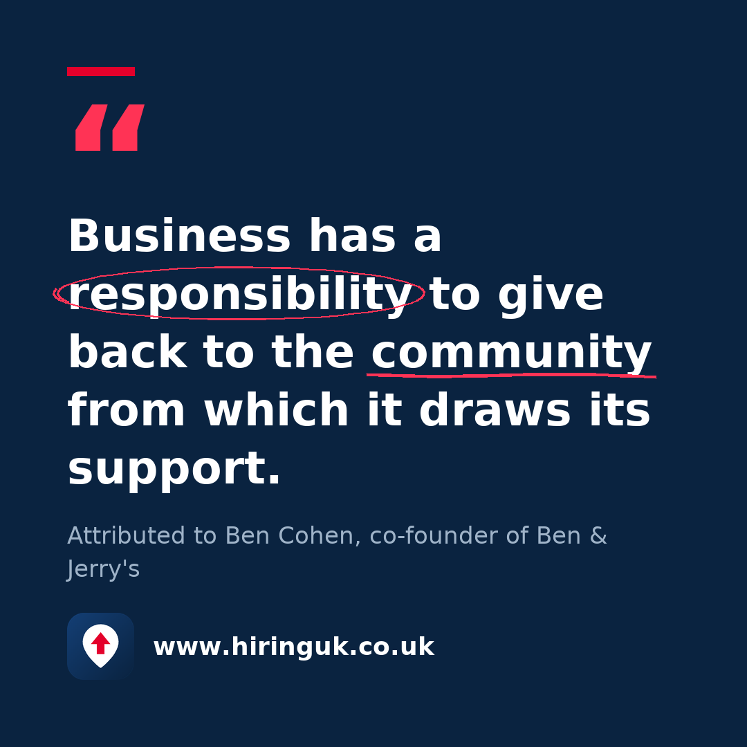 Quote card: Business has a responsibility to give back to the community from which it draws its support.