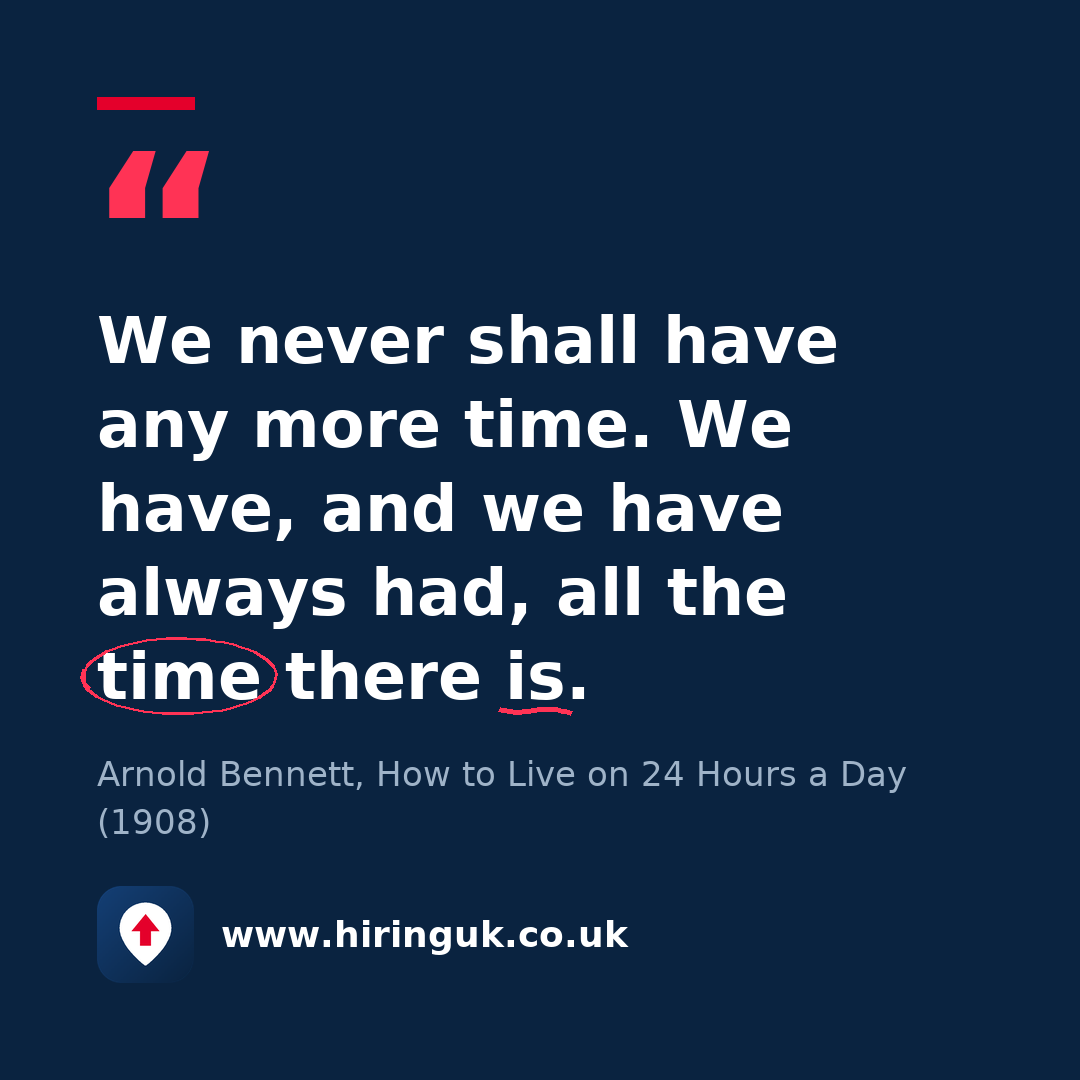 Quote card: We never shall have any more time. We have, and we have always had, all the time there is.