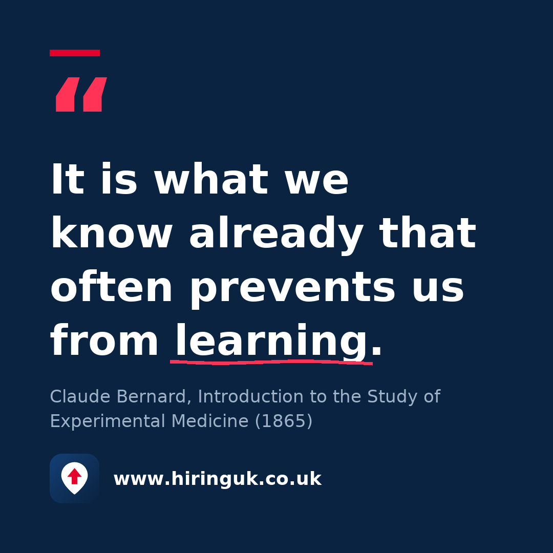 Quote card: It is what we know already that often prevents us from learning.