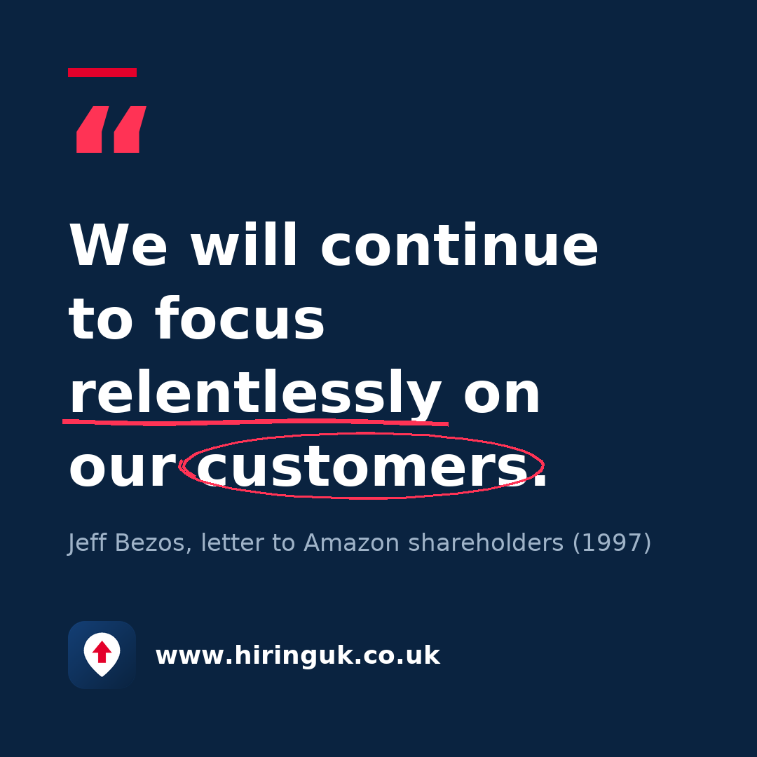 Quote card: We will continue to focus relentlessly on our customers.