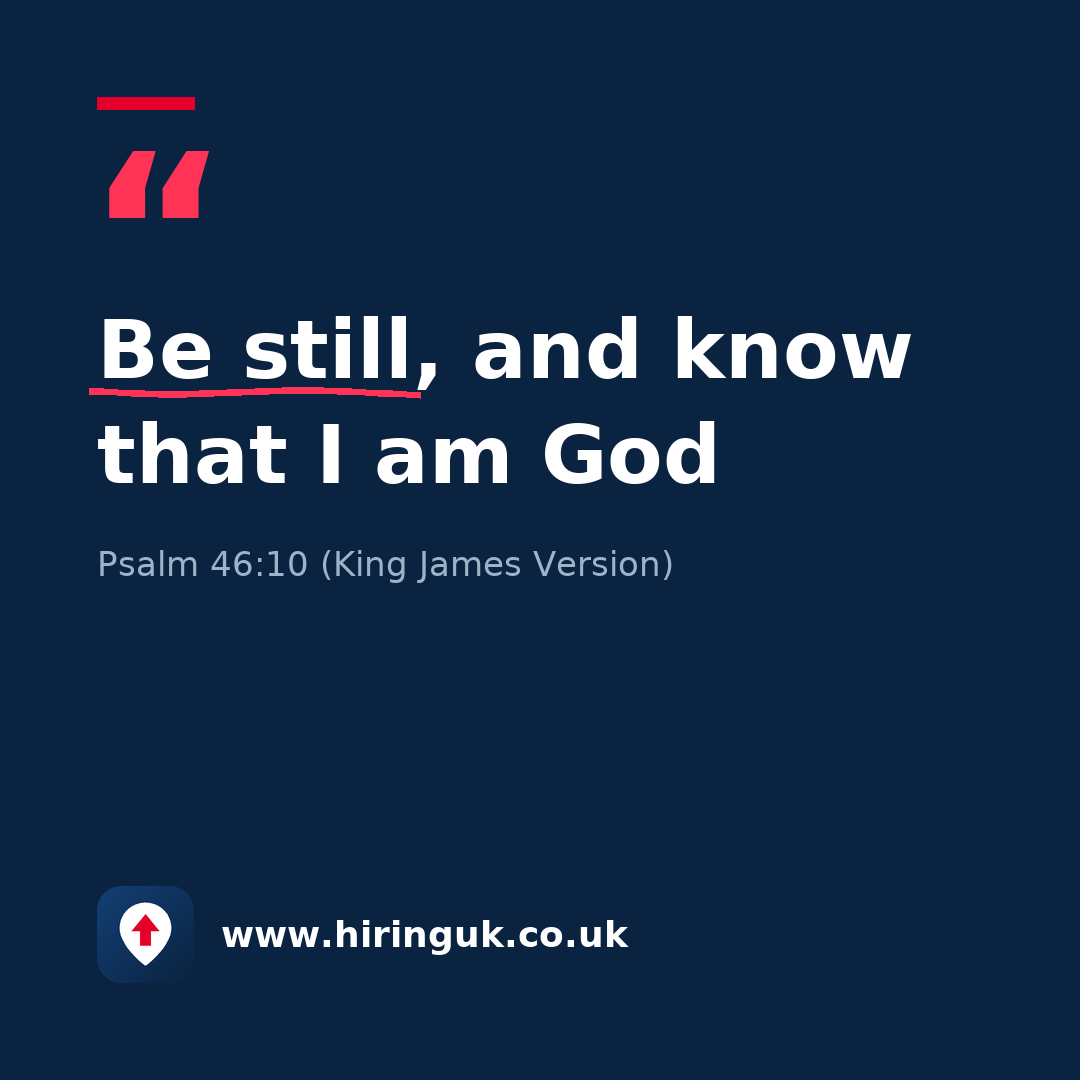 Quote card: Be still, and know that I am God