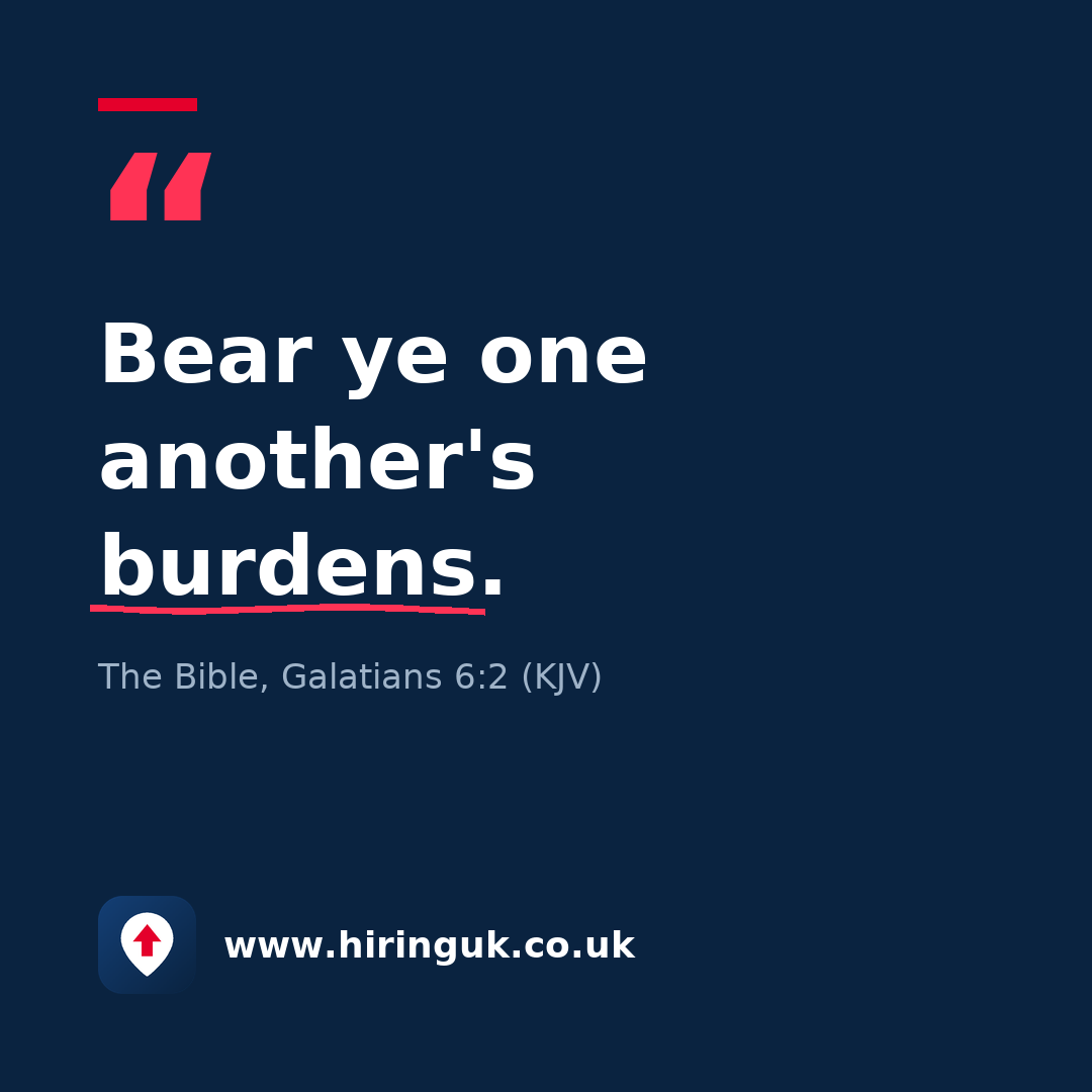 Quote card: Bear ye one another's burdens.