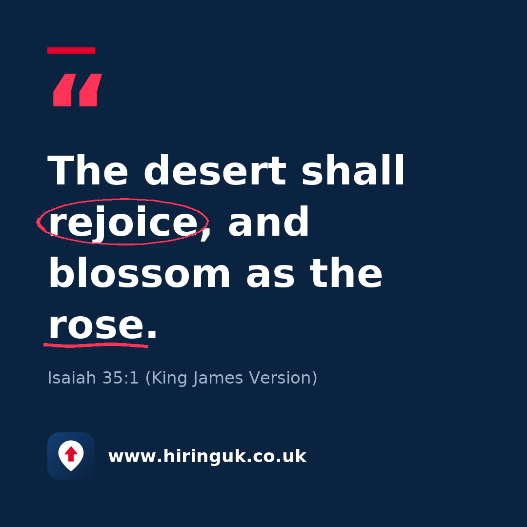 Quote card: The desert shall rejoice, and blossom as the rose.