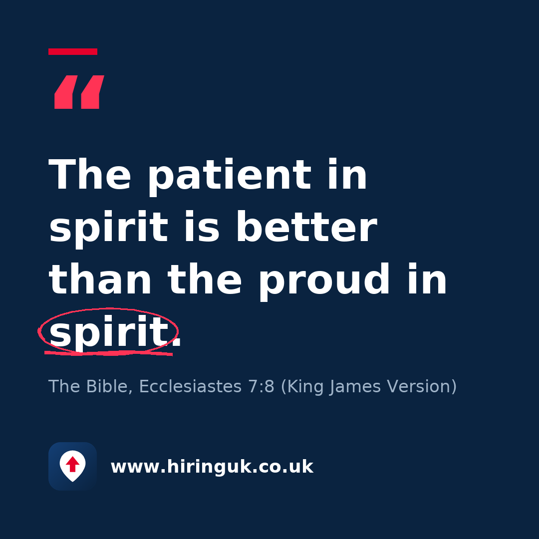 Quote card: The patient in spirit is better than the proud in spirit.