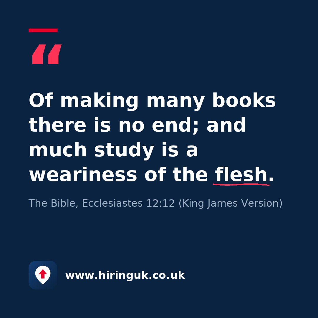 Quote card: Of making many books there is no end; and much study is a weariness of the flesh.