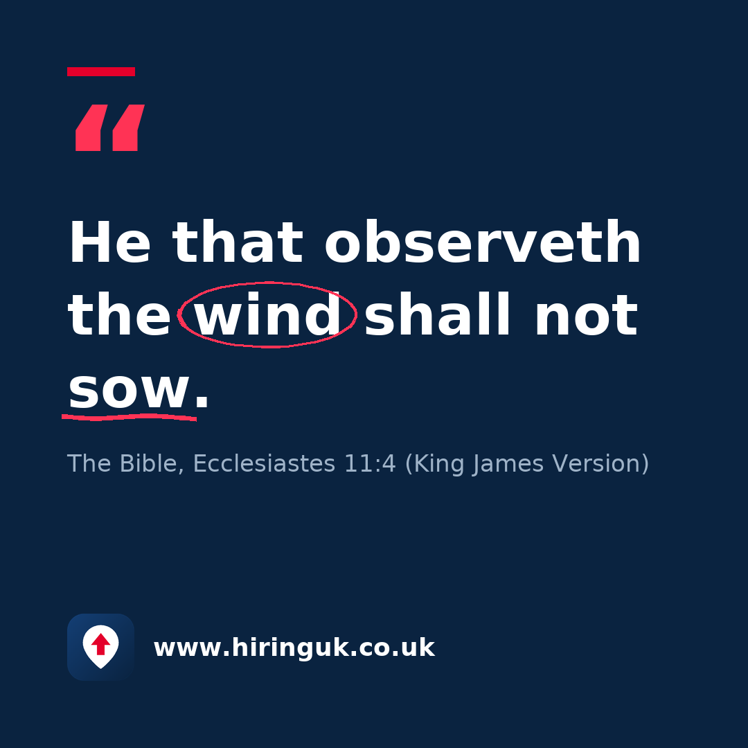 Quote card: He that observeth the wind shall not sow.