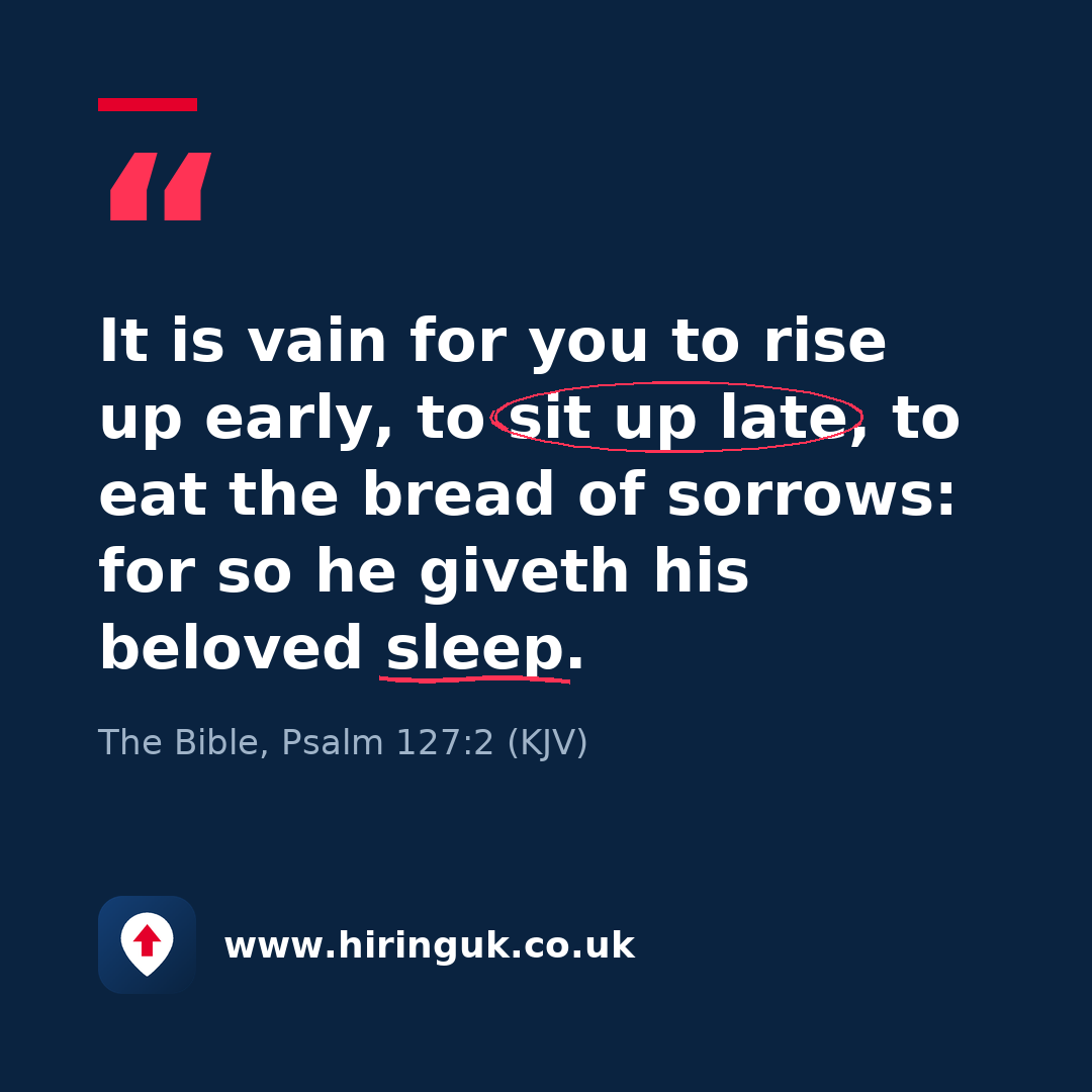 Quote card: It is vain for you to rise up early, to sit up late, to eat the bread of sorrows: for so he giveth his beloved sleep.