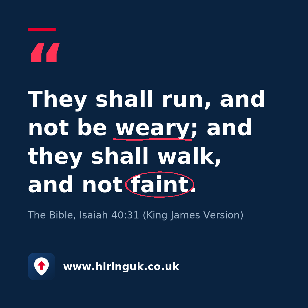 Quote card: They shall run, and not be weary; and they shall walk, and not faint.