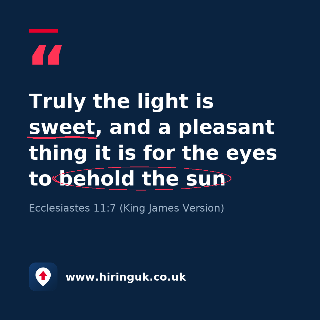 Quote card: Truly the light is sweet, and a pleasant thing it is for the eyes to behold the sun