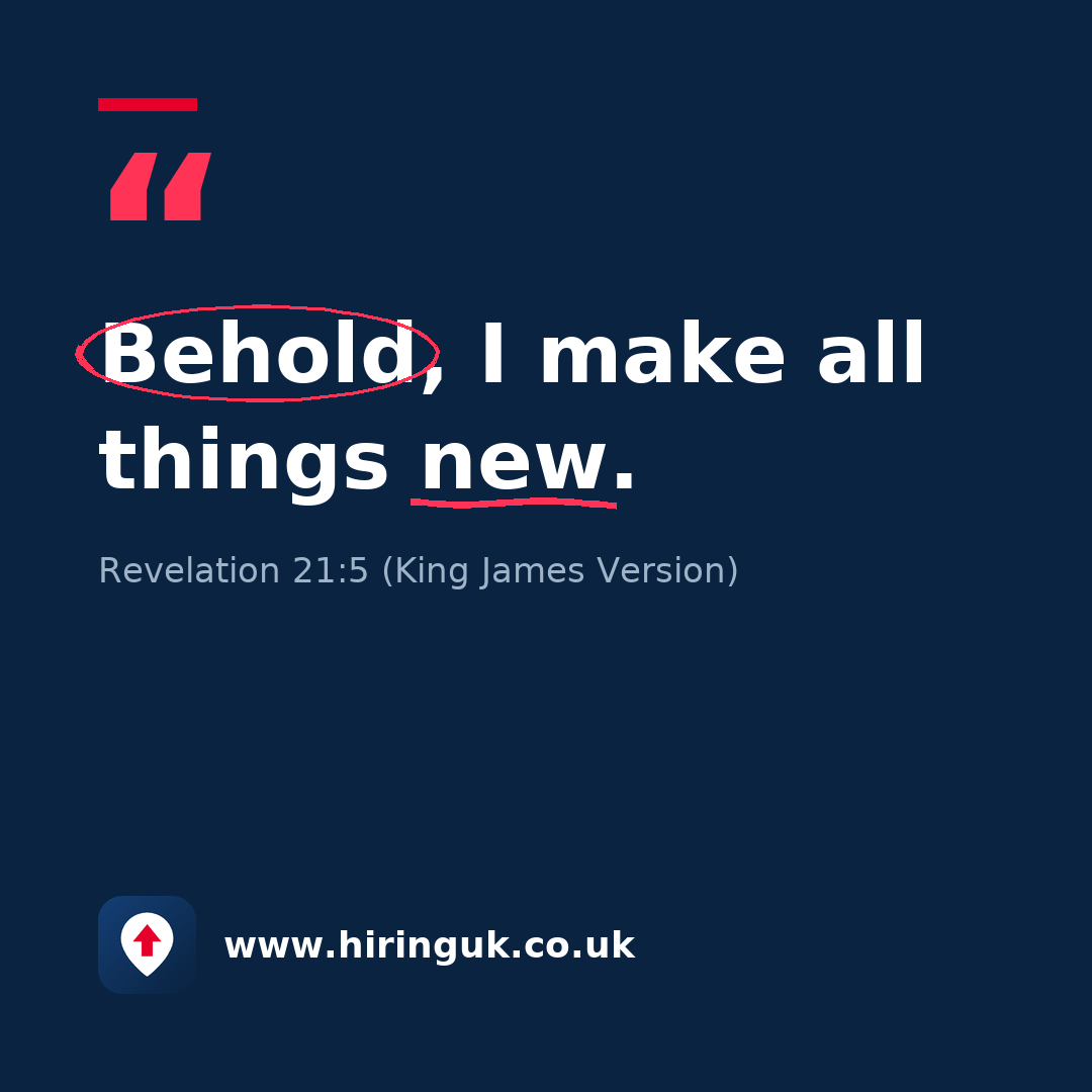 Quote card: Behold, I make all things new.