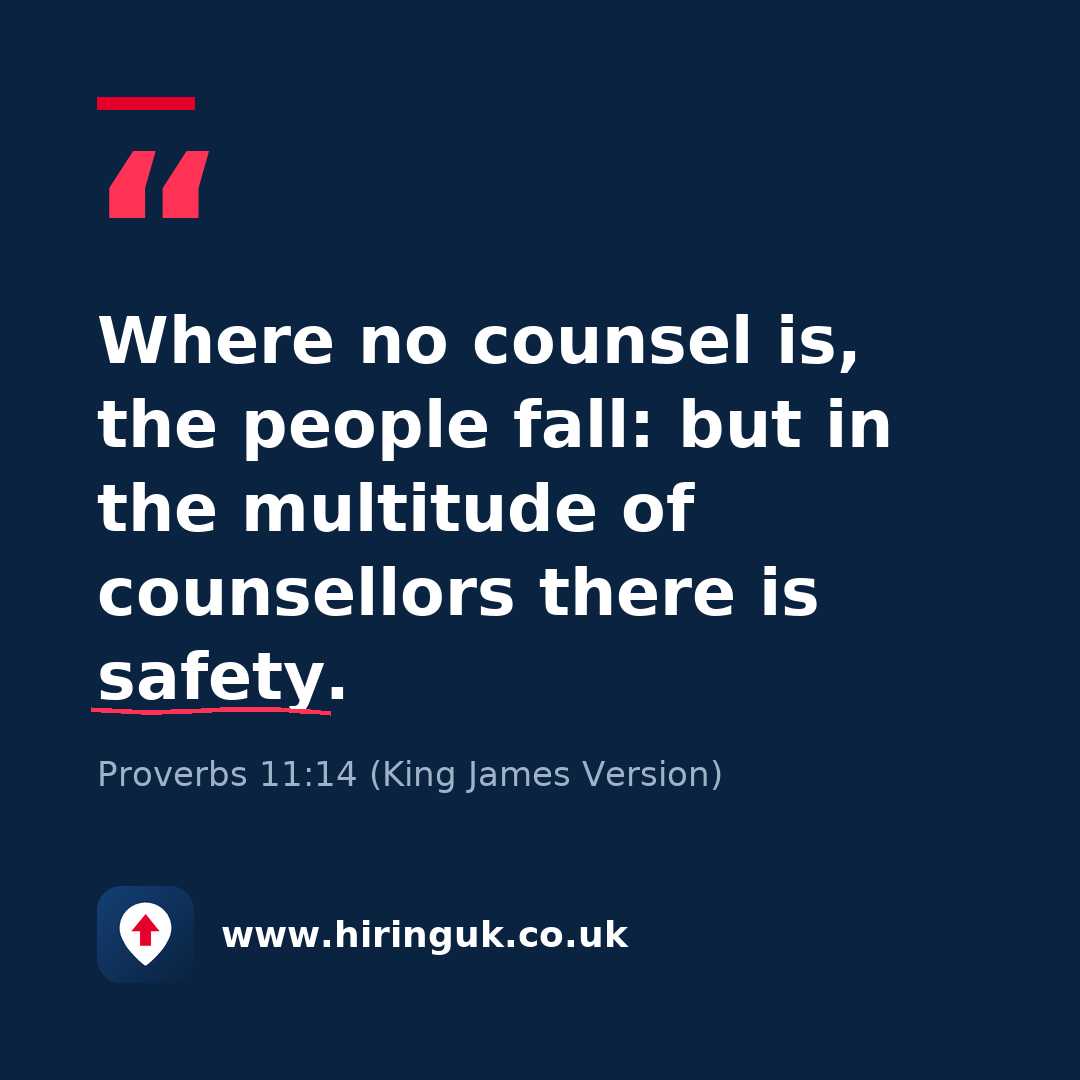 Quote card: Where no counsel is, the people fall: but in the multitude of counsellors there is safety.