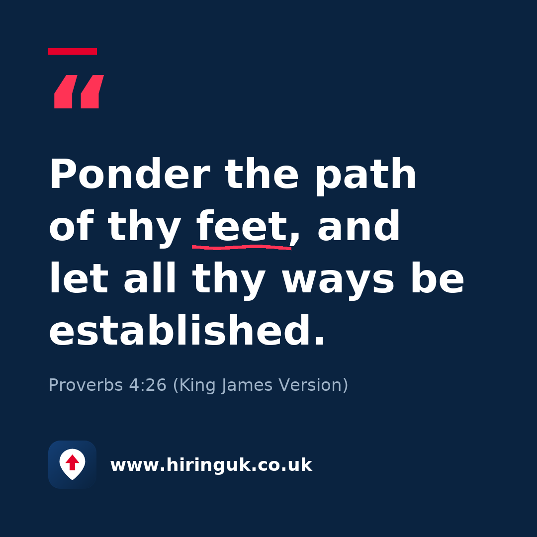 Quote card: Ponder the path of thy feet, and let all thy ways be established.