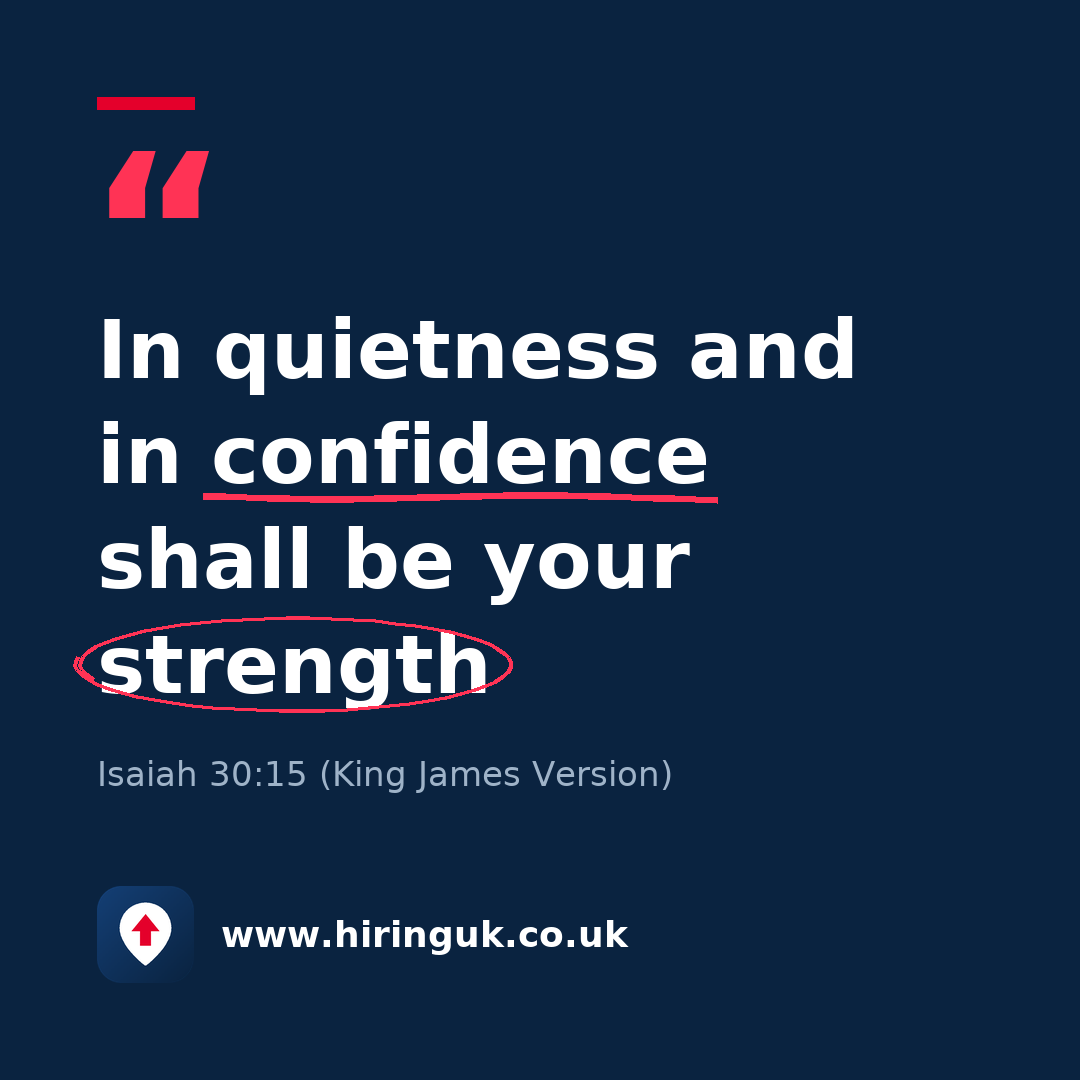 Quote card: In quietness and in confidence shall be your strength