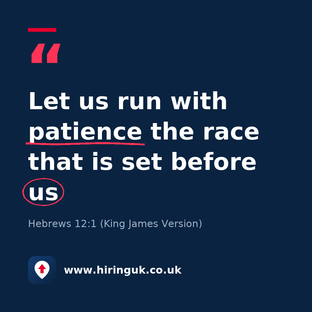 Quote card: Let us run with patience the race that is set before us