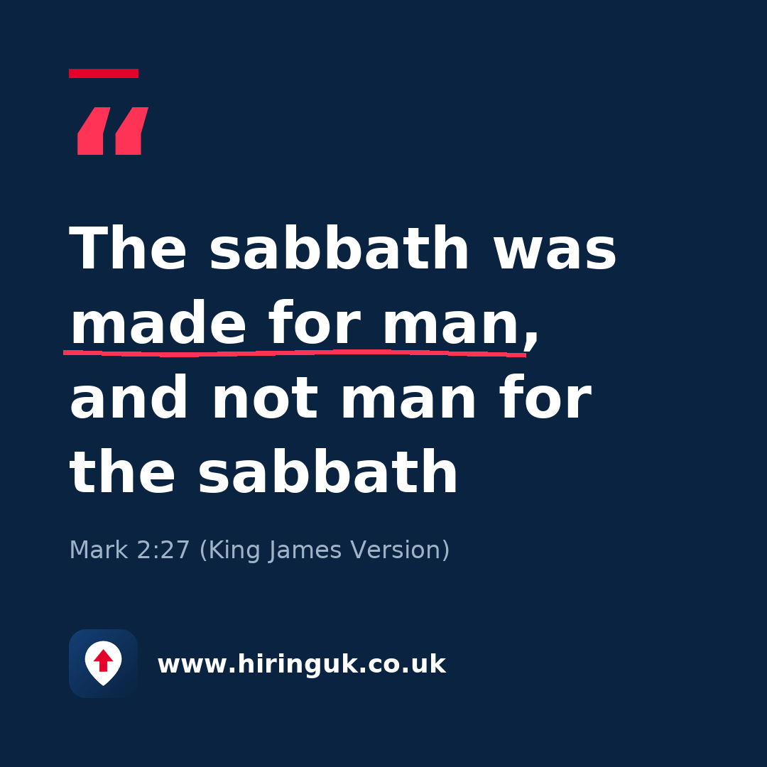 Quote card: The sabbath was made for man, and not man for the sabbath