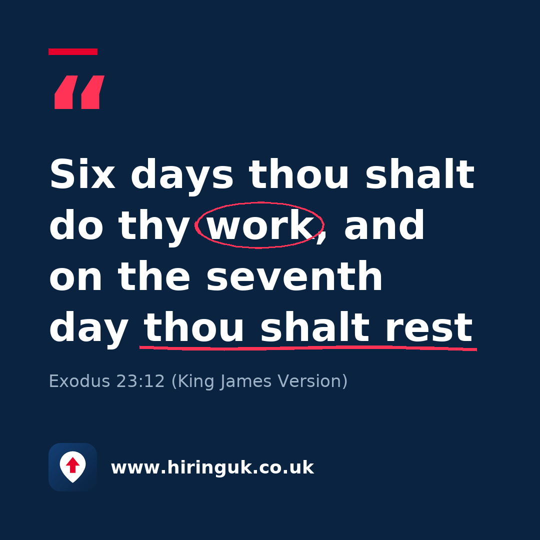 Quote card: Six days thou shalt do thy work, and on the seventh day thou shalt rest