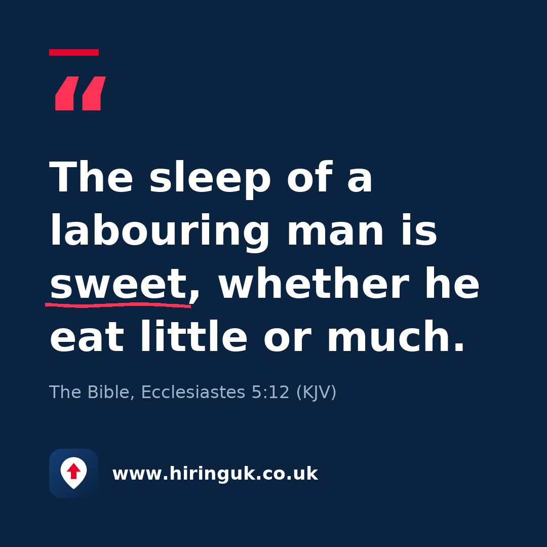 Quote card: The sleep of a labouring man is sweet, whether he eat little or much.