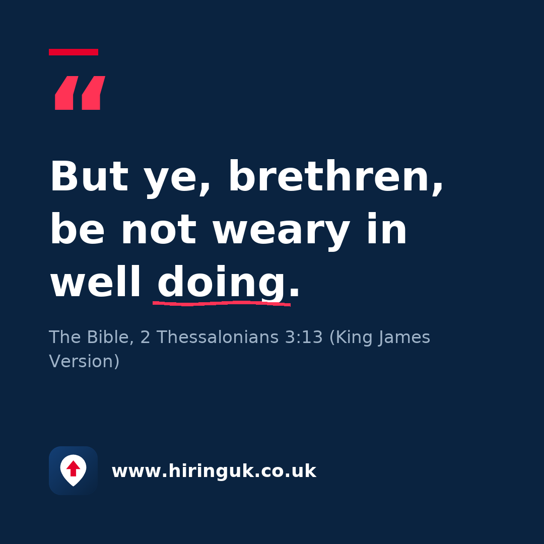 Quote card: But ye, brethren, be not weary in well doing.