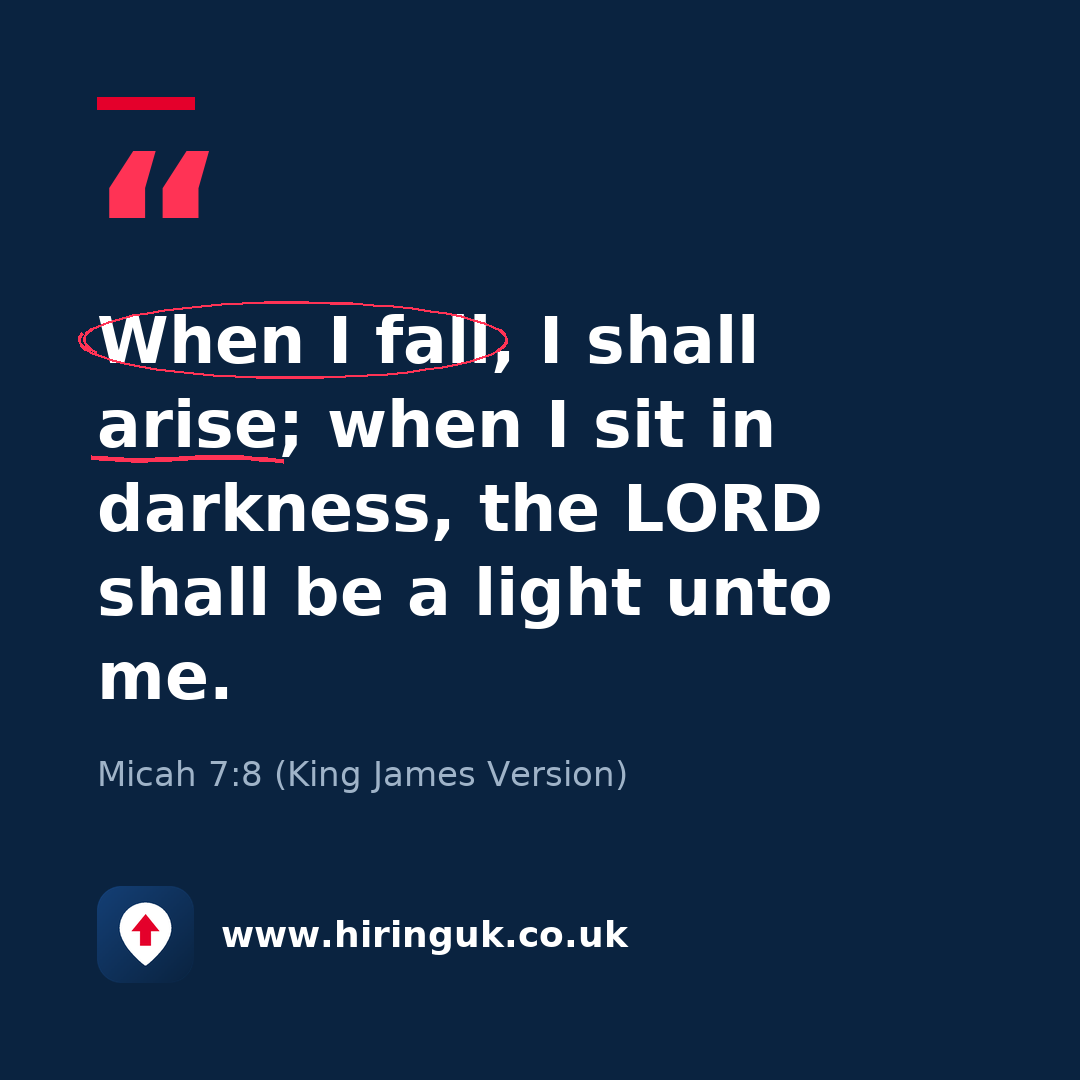 Quote card: When I fall, I shall arise; when I sit in darkness, the LORD shall be a light unto me.