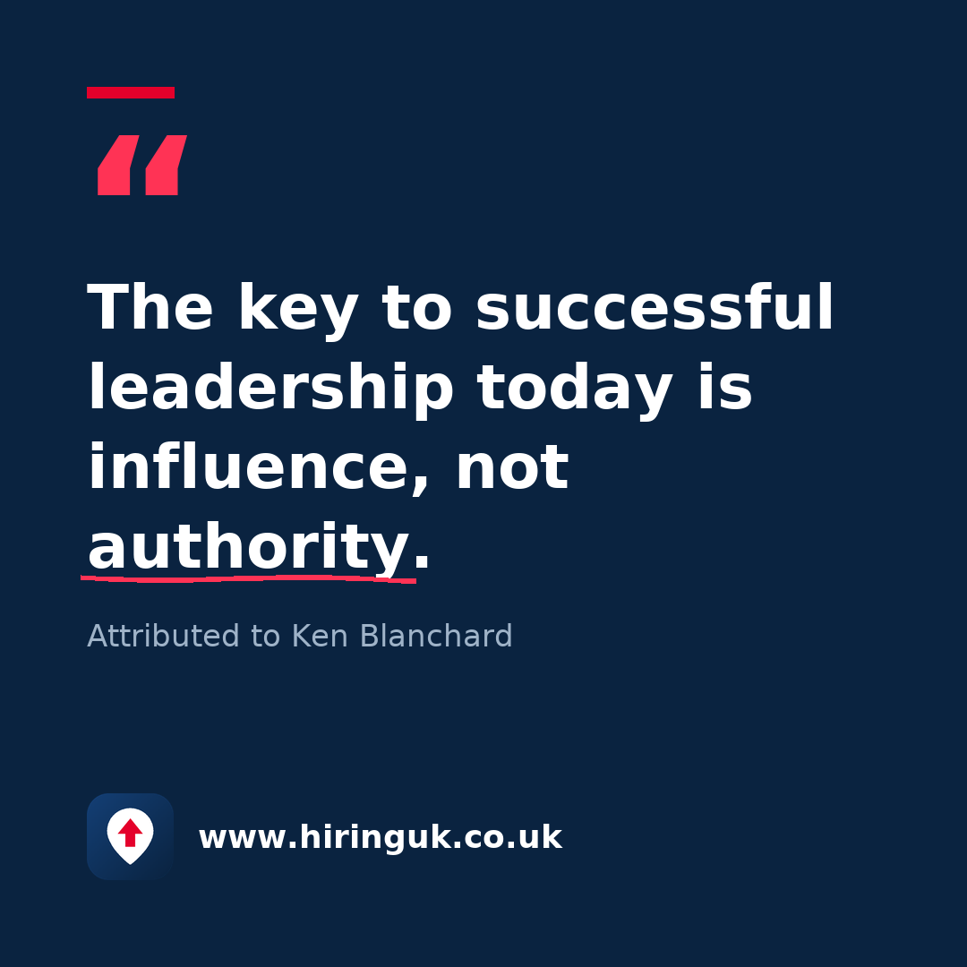 Quote card: The key to successful leadership today is influence, not authority.