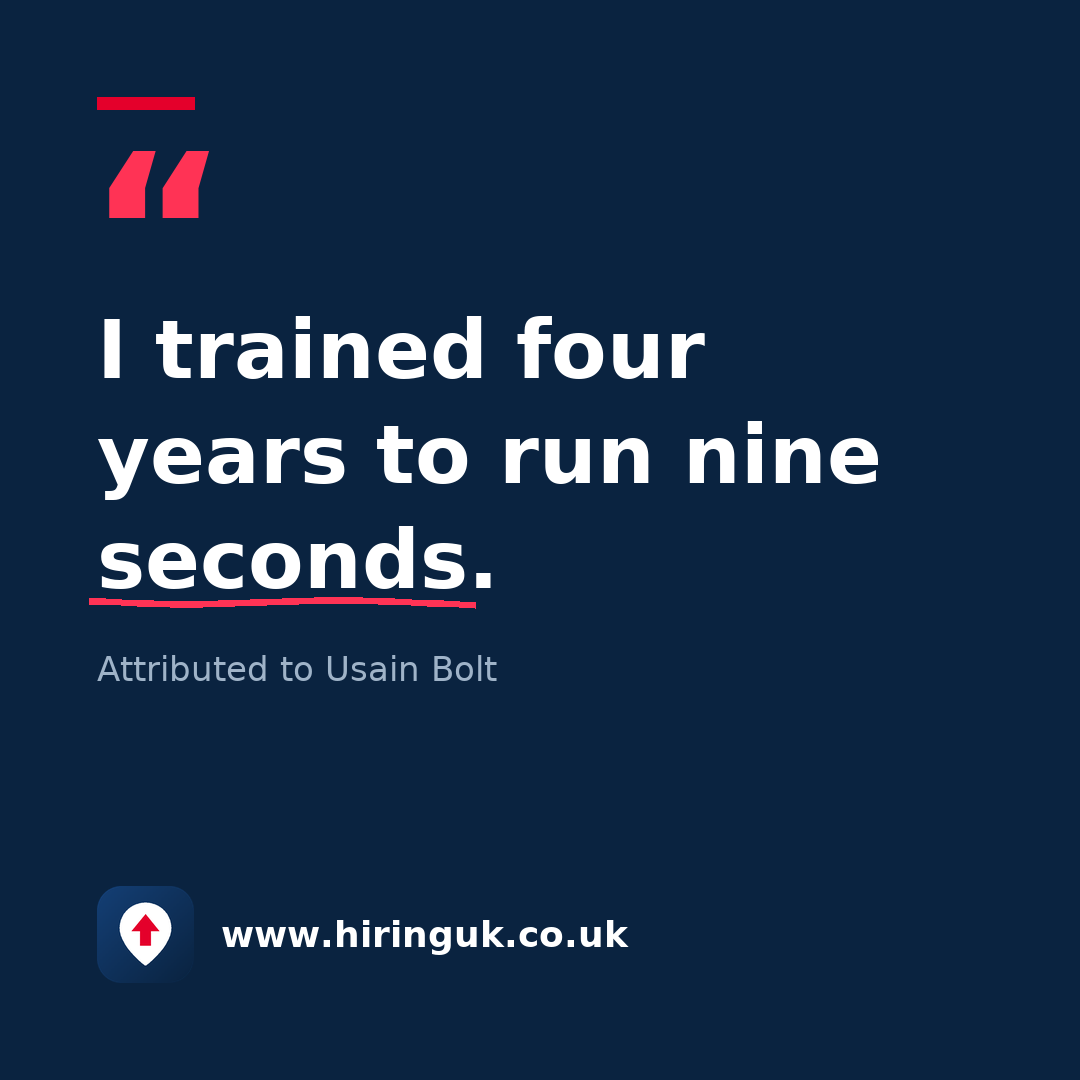 Quote card: I trained four years to run nine seconds.