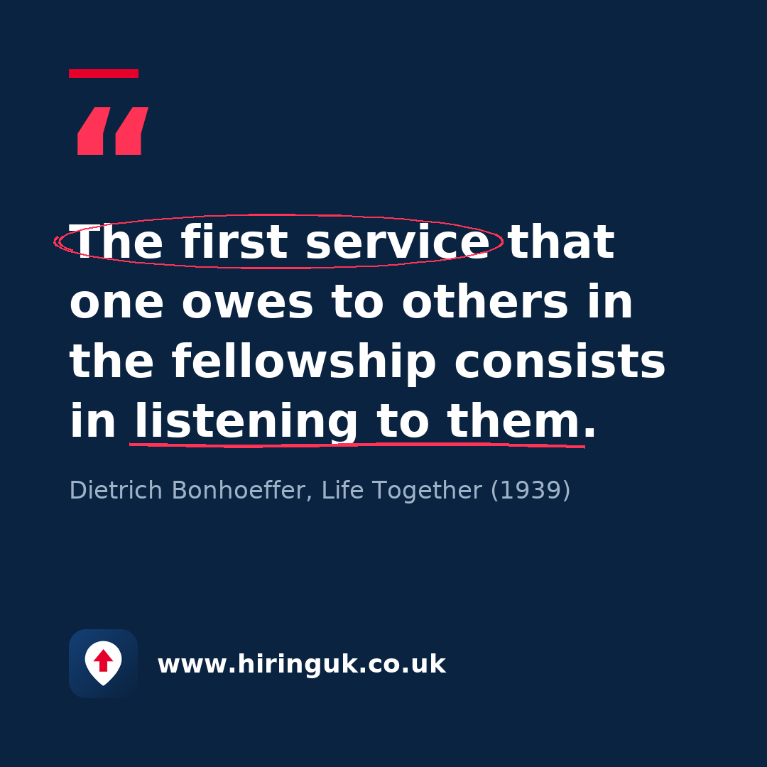 Quote card: The first service that one owes to others in the fellowship consists in listening to them.