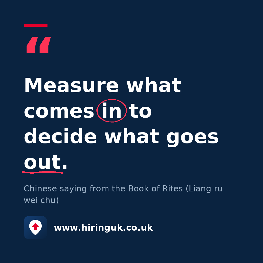 Quote card: Measure what comes in to decide what goes out.