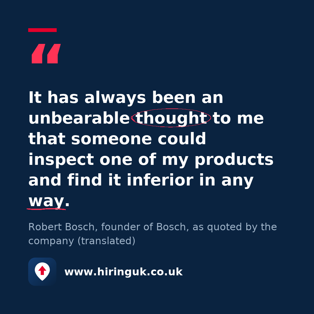 Quote card: It has always been an unbearable thought to me that someone could inspect one of my products and find it inferior in any way.