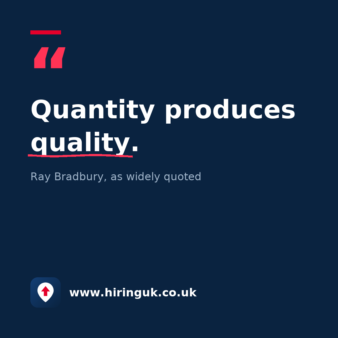 Quote card: Quantity produces quality.