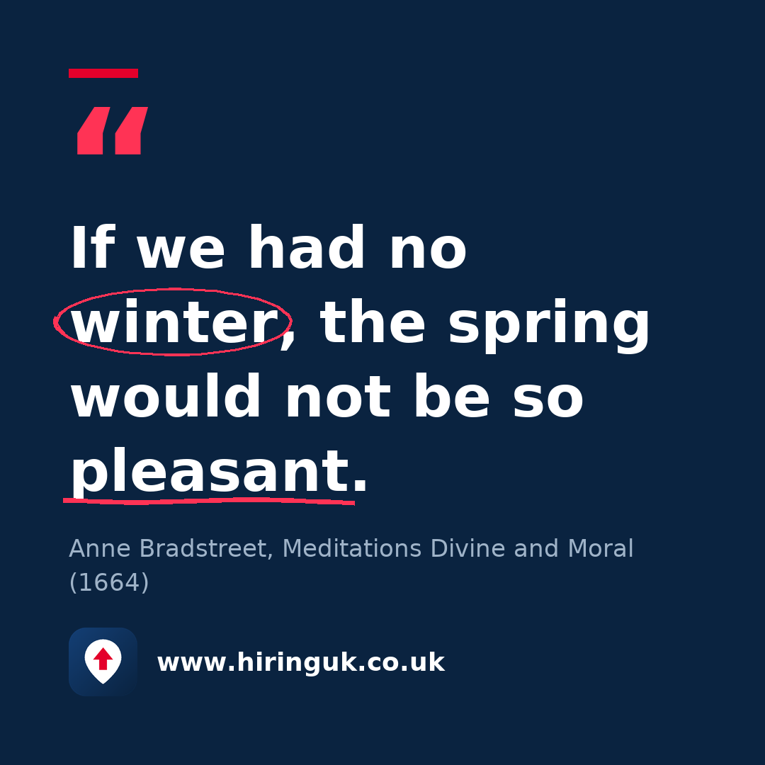 Quote card: If we had no winter, the spring would not be so pleasant.