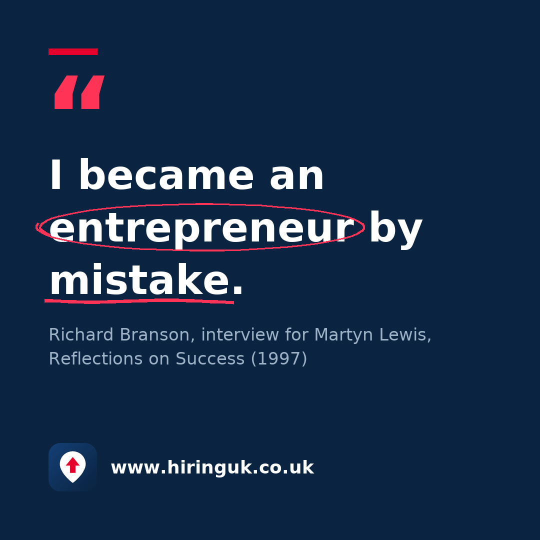 Quote card: I became an entrepreneur by mistake.