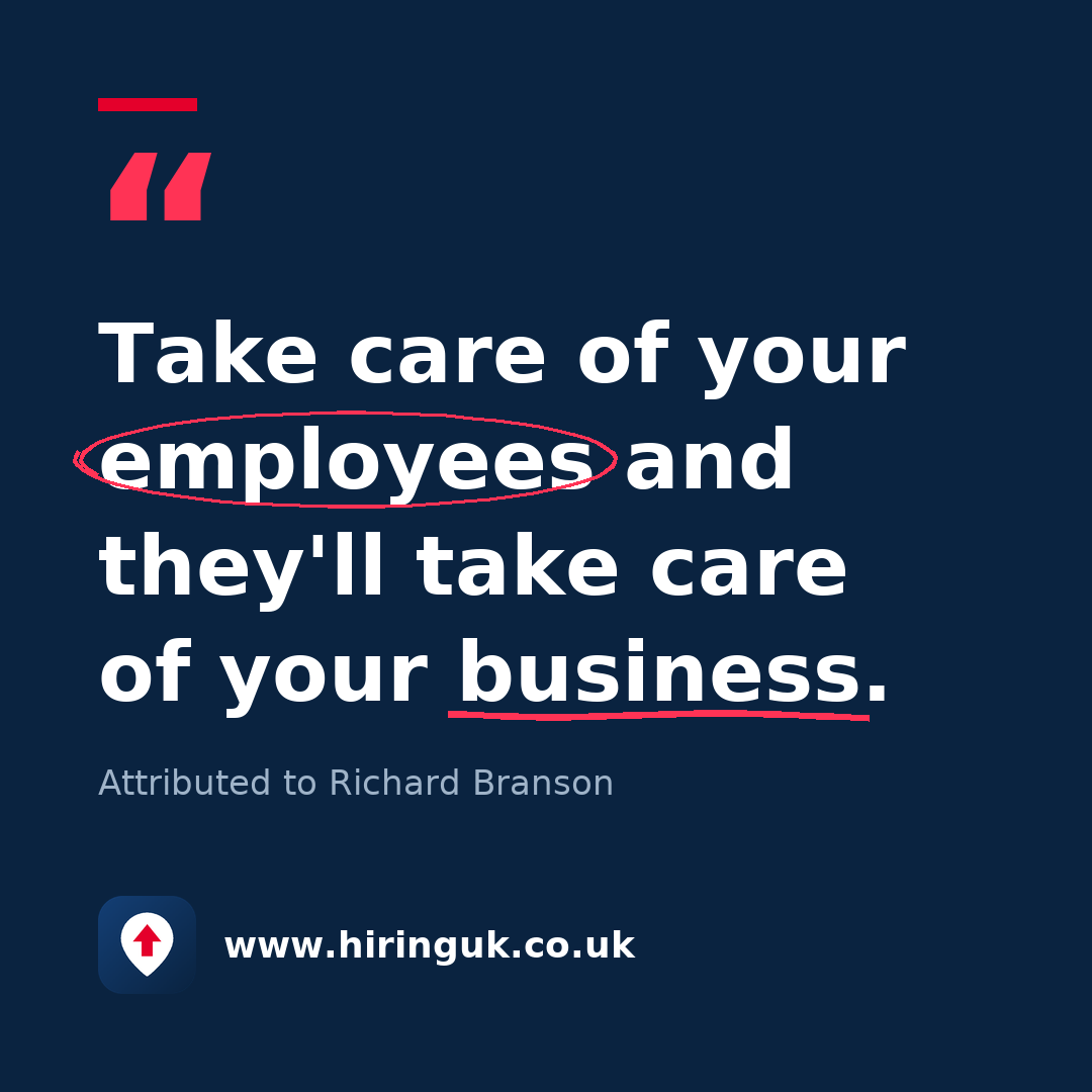 Quote card: Take care of your employees and they'll take care of your business.