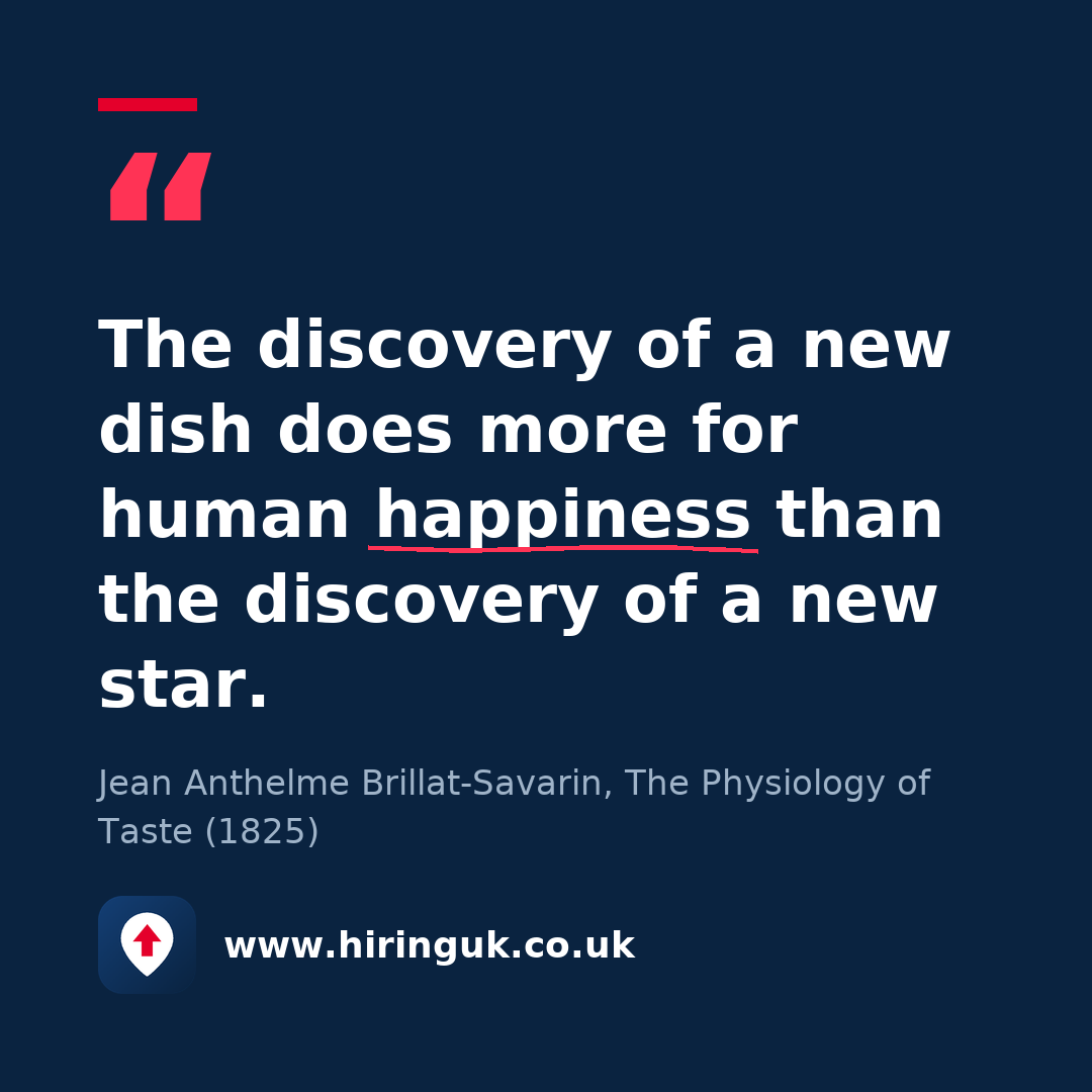 Quote card: The discovery of a new dish does more for human happiness than the discovery of a new star.
