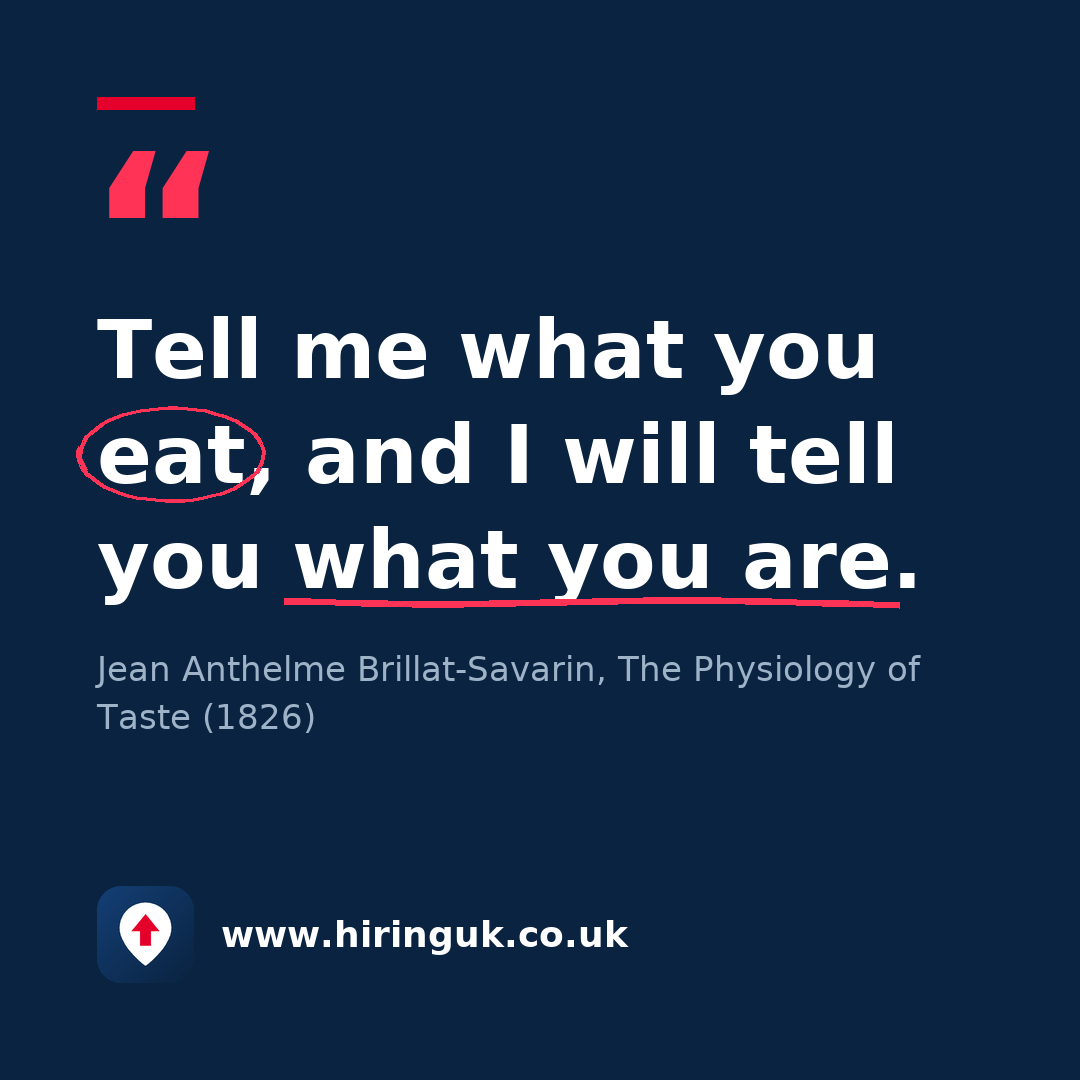 Quote card: Tell me what you eat, and I will tell you what you are.