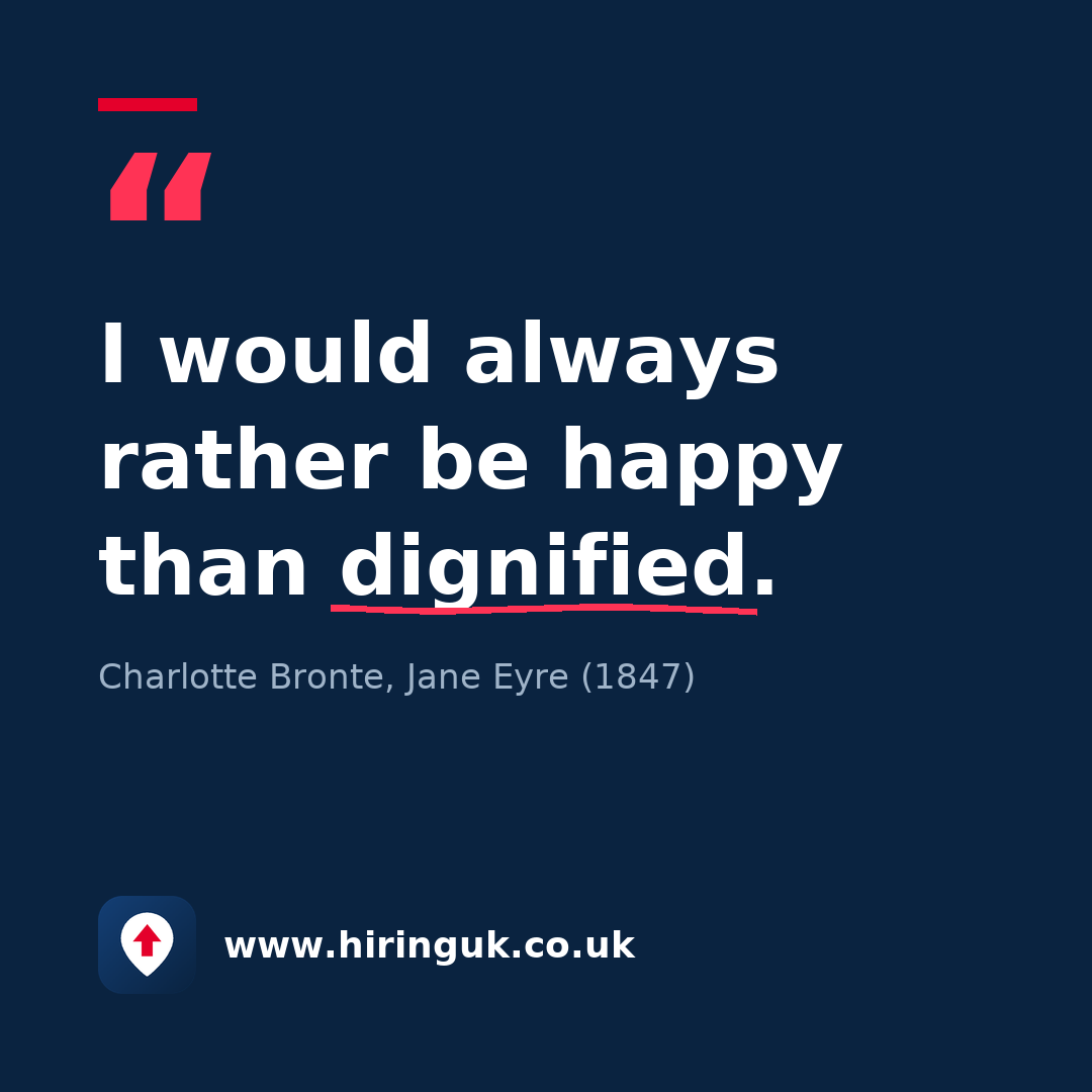 Quote card: I would always rather be happy than dignified.
