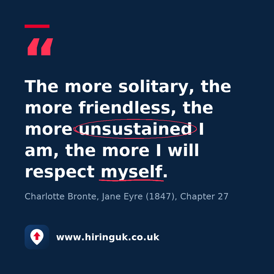 Quote card: The more solitary, the more friendless, the more unsustained I am, the more I will respect myself.