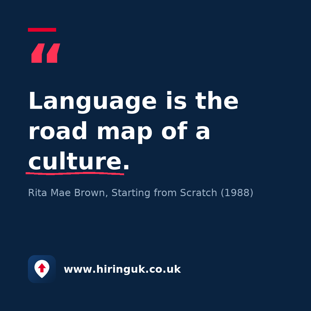 Quote card: Language is the road map of a culture.