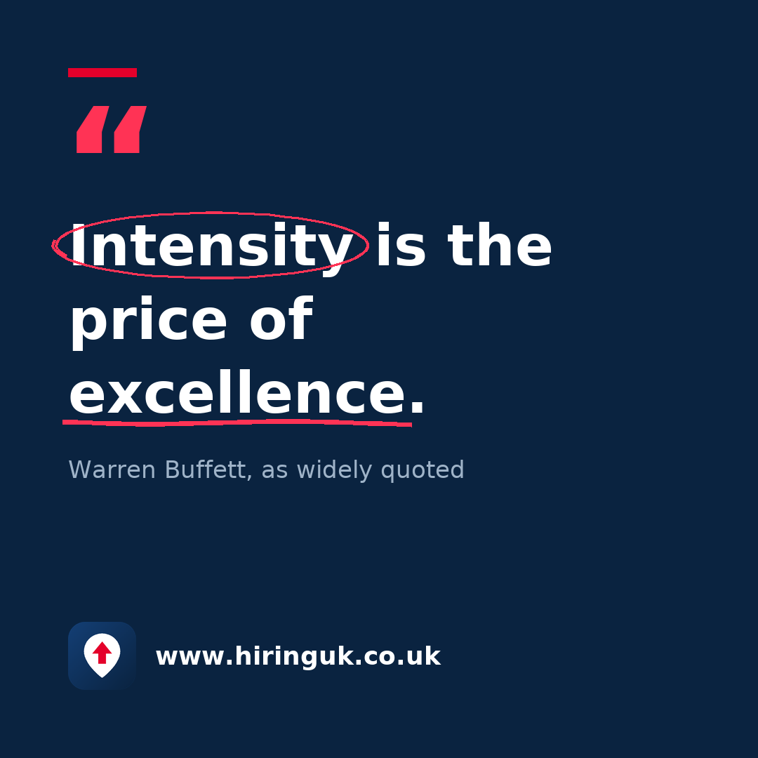 Quote card: Intensity is the price of excellence.