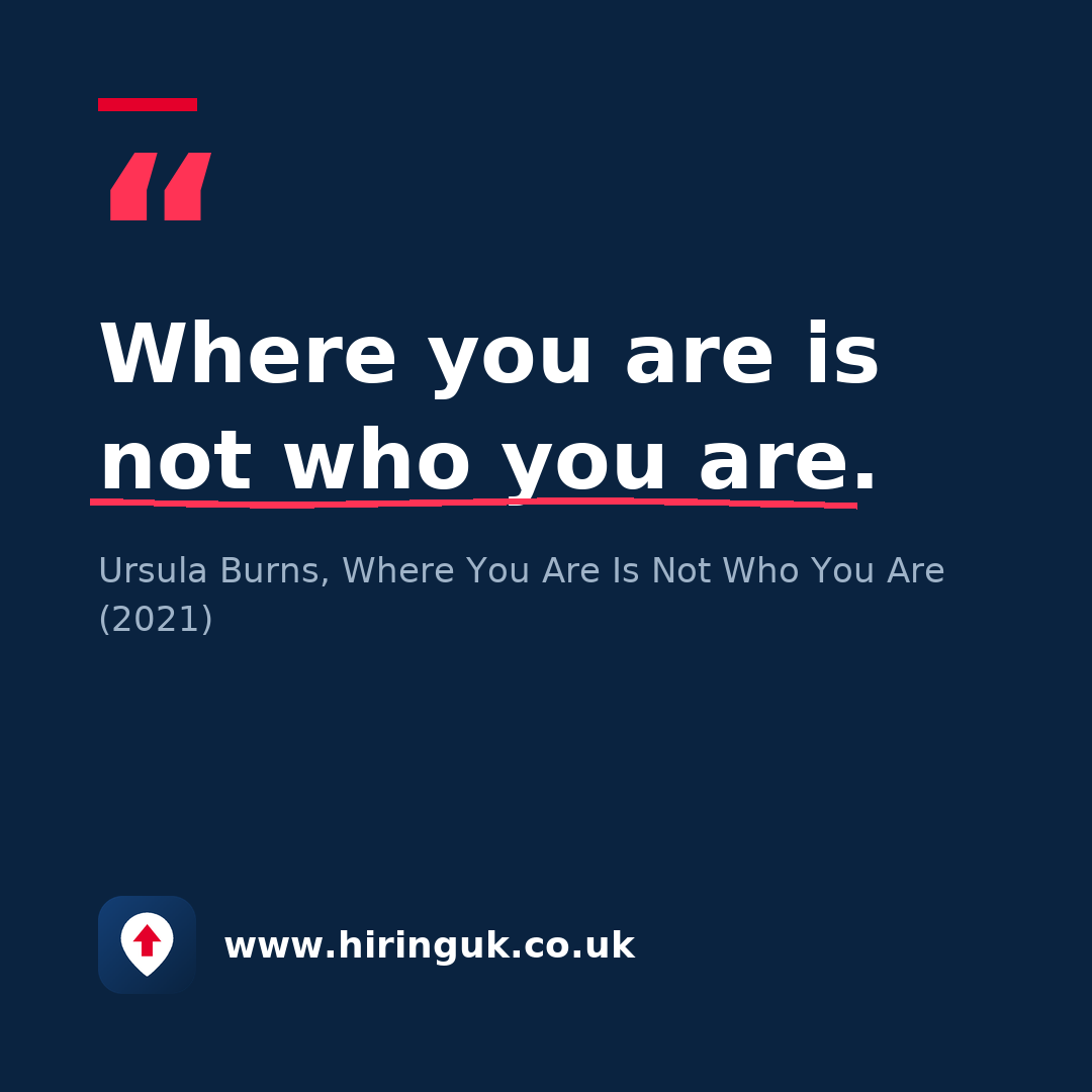 Quote card: Where you are is not who you are.