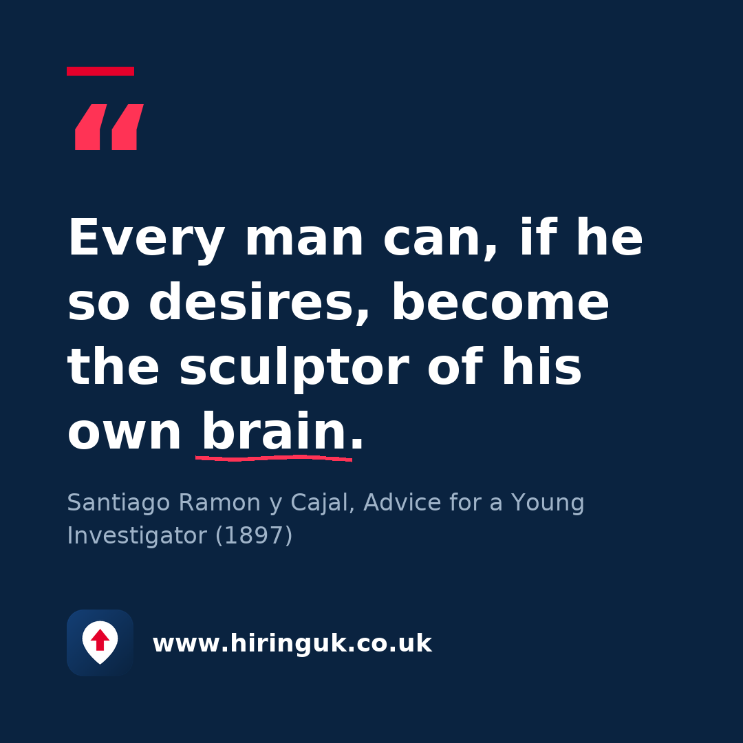 Quote card: Every man can, if he so desires, become the sculptor of his own brain.