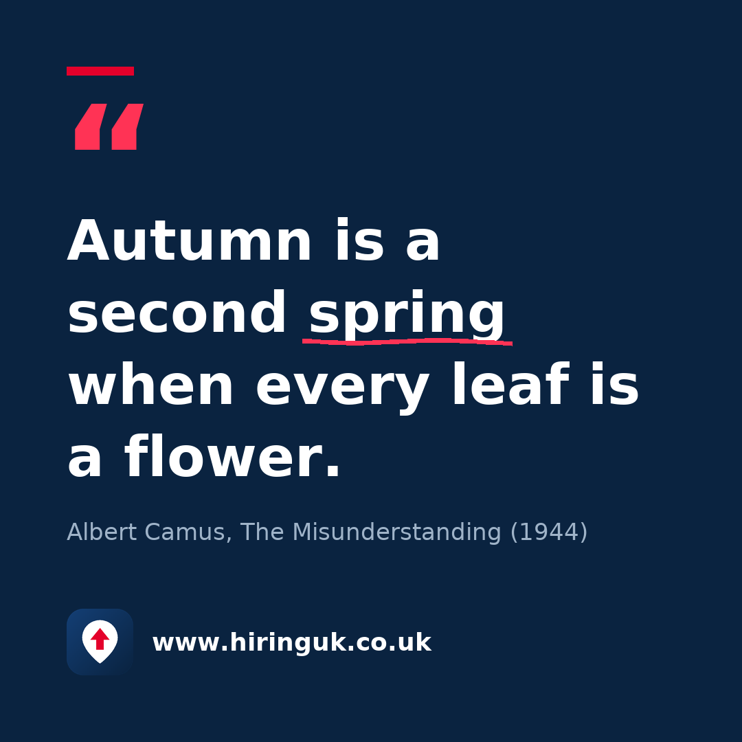 Quote card: Autumn is a second spring when every leaf is a flower.
