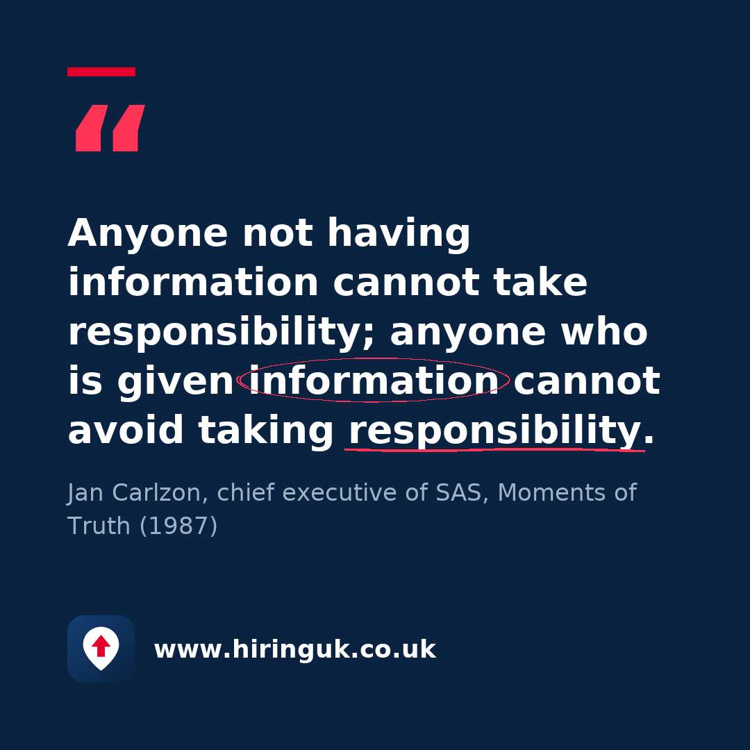 Quote card: Anyone not having information cannot take responsibility; anyone who is given information cannot avoid taking responsibility.