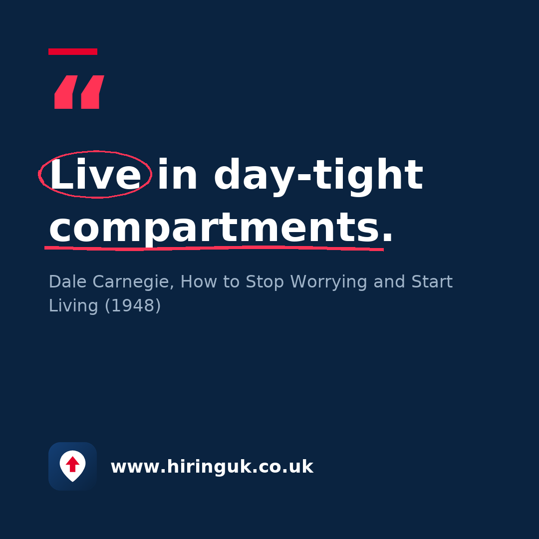 Quote card: Live in day-tight compartments.