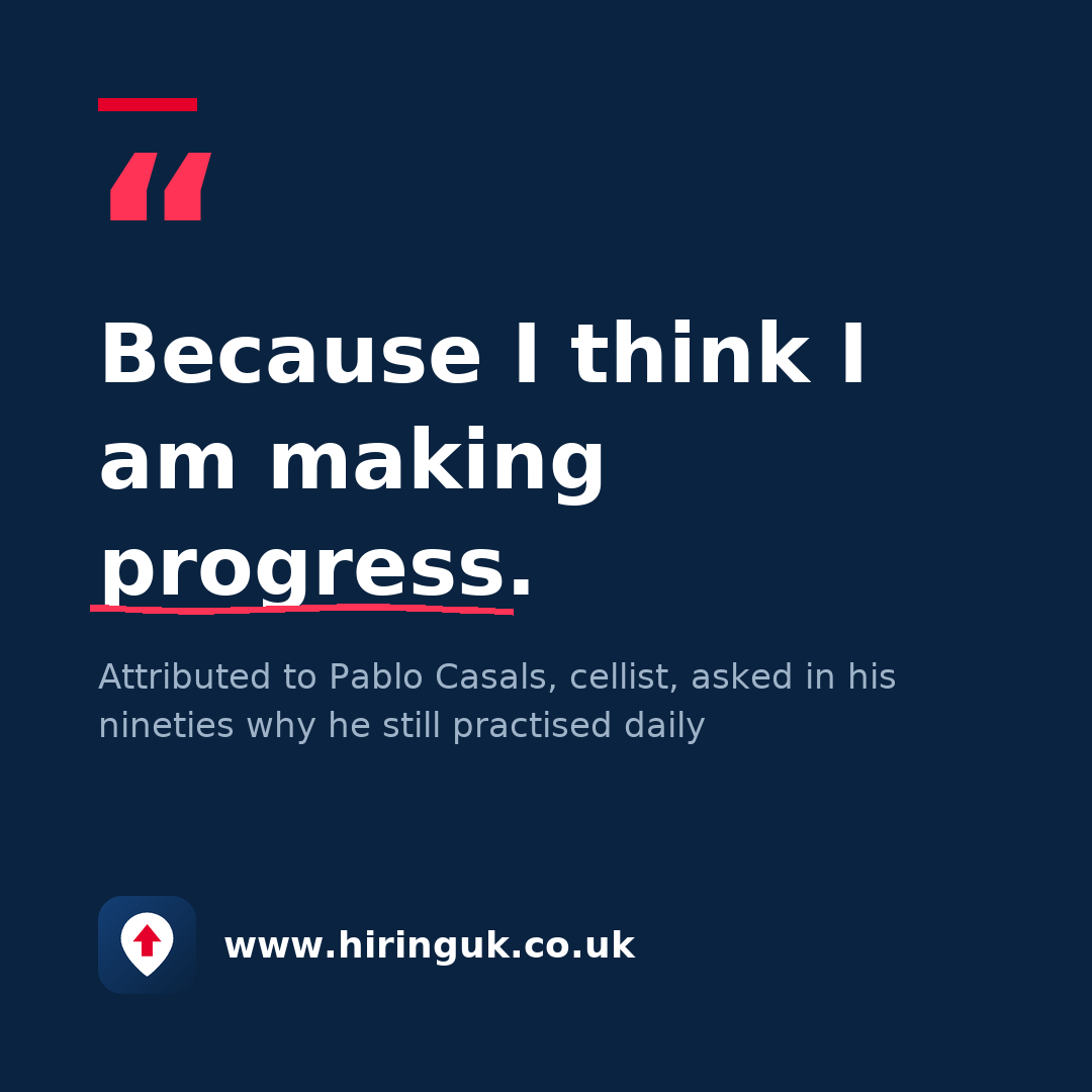 Quote card: Because I think I am making progress.
