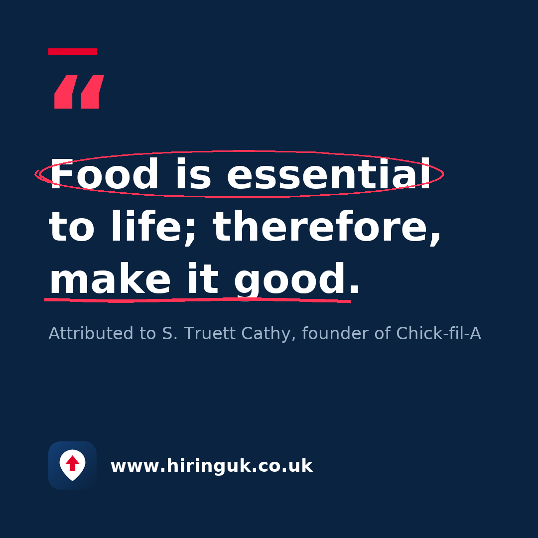 Quote card: Food is essential to life; therefore, make it good.
