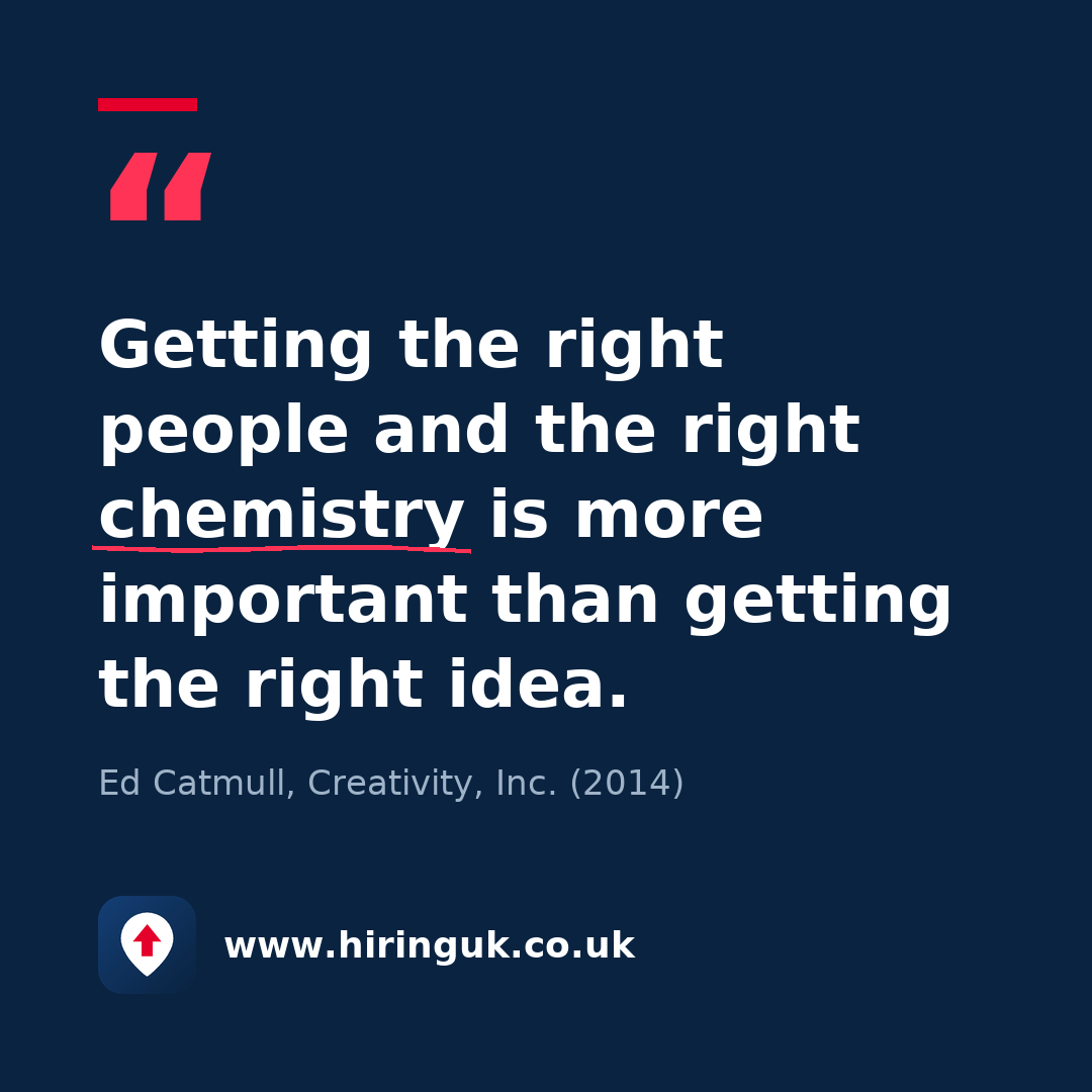 Quote card: Getting the right people and the right chemistry is more important than getting the right idea.