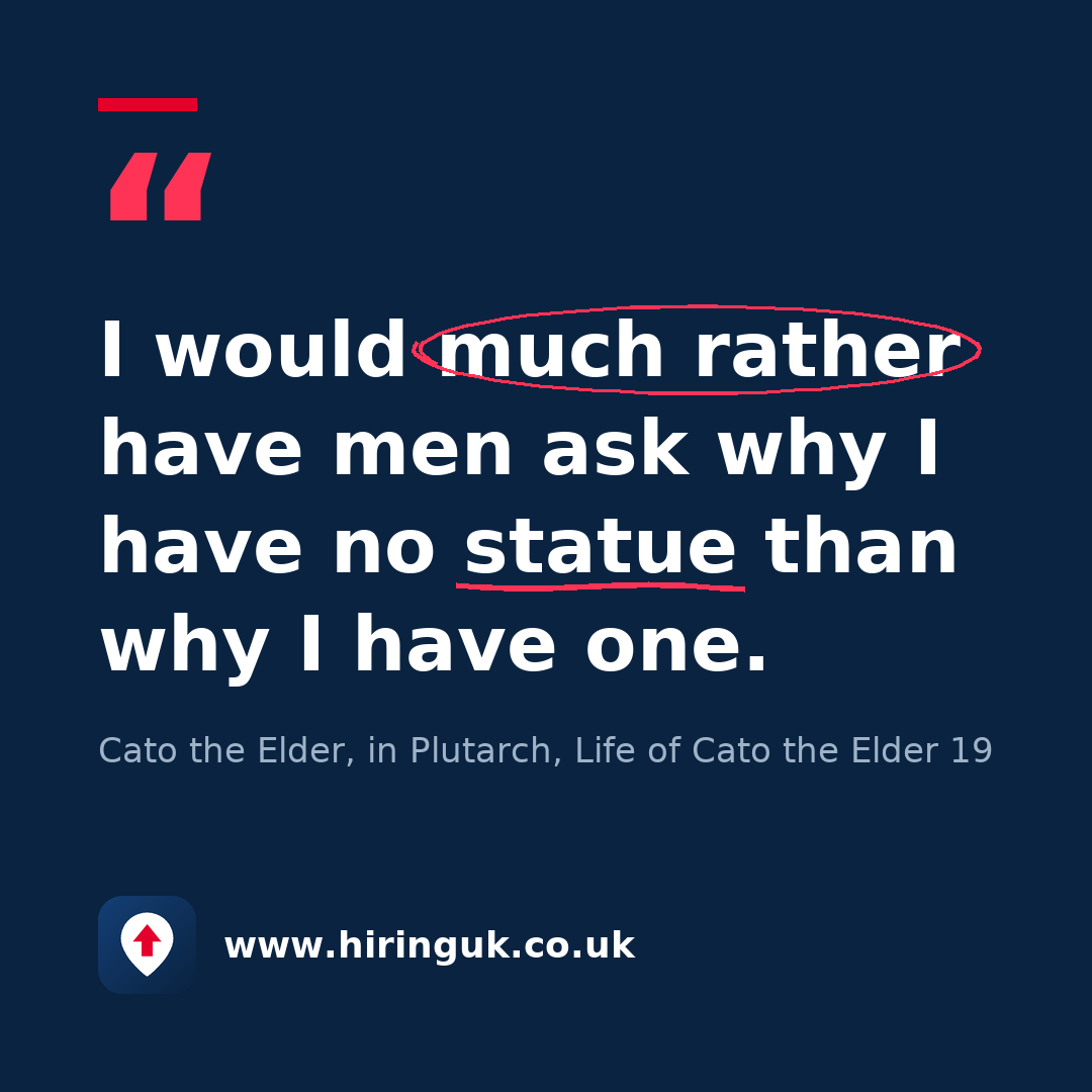 Quote card: I would much rather have men ask why I have no statue than why I have one.