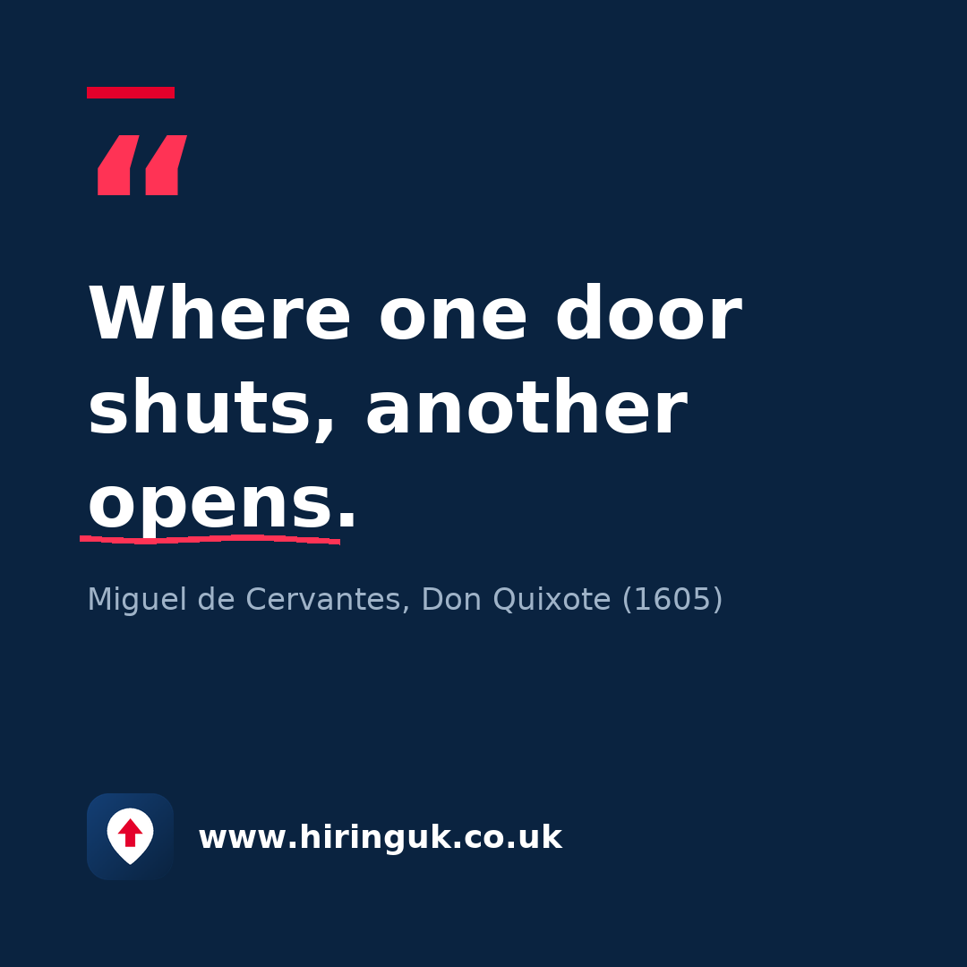 Quote card: Where one door shuts, another opens.