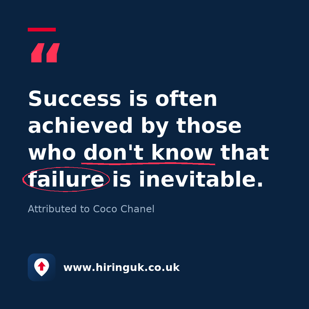 Quote card: Success is often achieved by those who don't know that failure is inevitable.